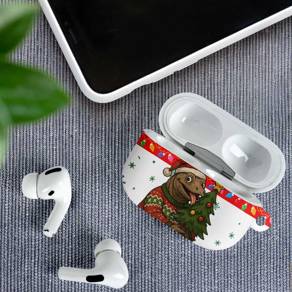 Indonesia Christmas AirPods Case with Komodo Dragon Santa Hat Christmas Tree and Red White Holiday - Wonder Print Shop