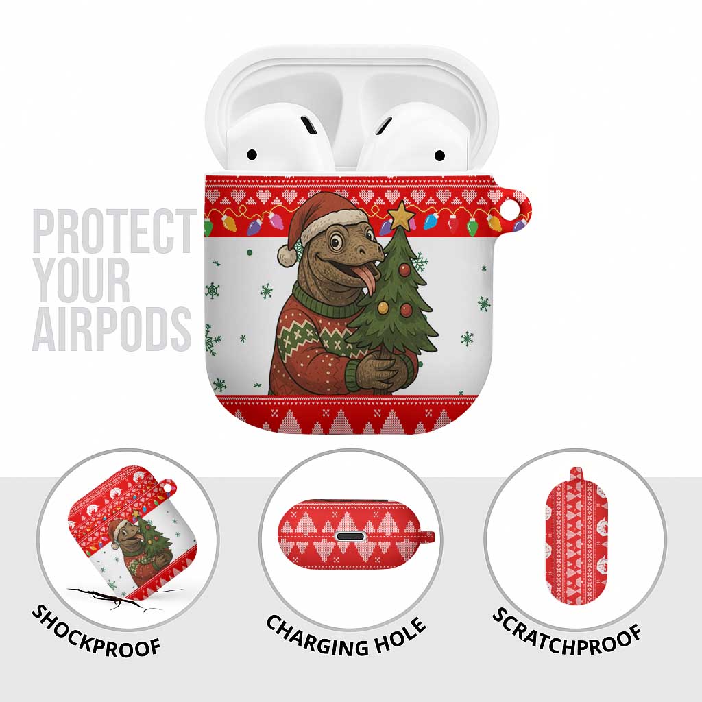 Indonesia Christmas AirPods Case with Komodo Dragon Santa Hat Christmas Tree and Red White Holiday - Wonder Print Shop