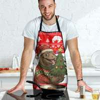 Indonesia Christmas Apron with Komodo Dragon Santa Hat Christmas Tree and Red White Holiday - Wonder Print Shop