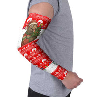 Indonesia Christmas Arm Sleeves with Komodo Dragon Santa Hat Christmas Tree and Red White Holiday - Wonder Print Shop