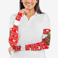 Indonesia Christmas Arm Sleeves with Komodo Dragon Santa Hat Christmas Tree and Red White Holiday - Wonder Print Shop