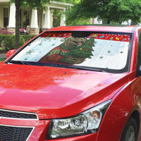 Indonesia Christmas Auto Sun Shade with Komodo Dragon Santa Hat Christmas Tree and Red White Holiday - Wonder Print Shop