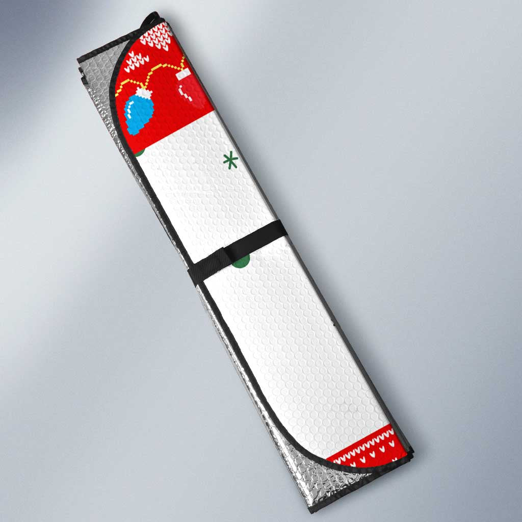 Indonesia Christmas Auto Sun Shade with Komodo Dragon Santa Hat Christmas Tree and Red White Holiday - Wonder Print Shop