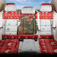 Indonesia Christmas Back Car Seat Cover with Komodo Dragon Santa Hat Christmas Tree and Red White Holiday - Wonder Print Shop