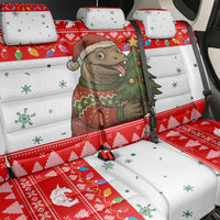 Indonesia Christmas Back Car Seat Cover with Komodo Dragon Santa Hat Christmas Tree and Red White Holiday - Wonder Print Shop