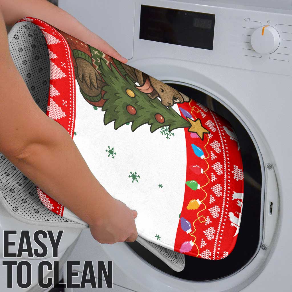 Indonesia Christmas Bathroom Set with Komodo Dragon Santa Hat Christmas Tree and Red White Holiday - Wonder Print Shop