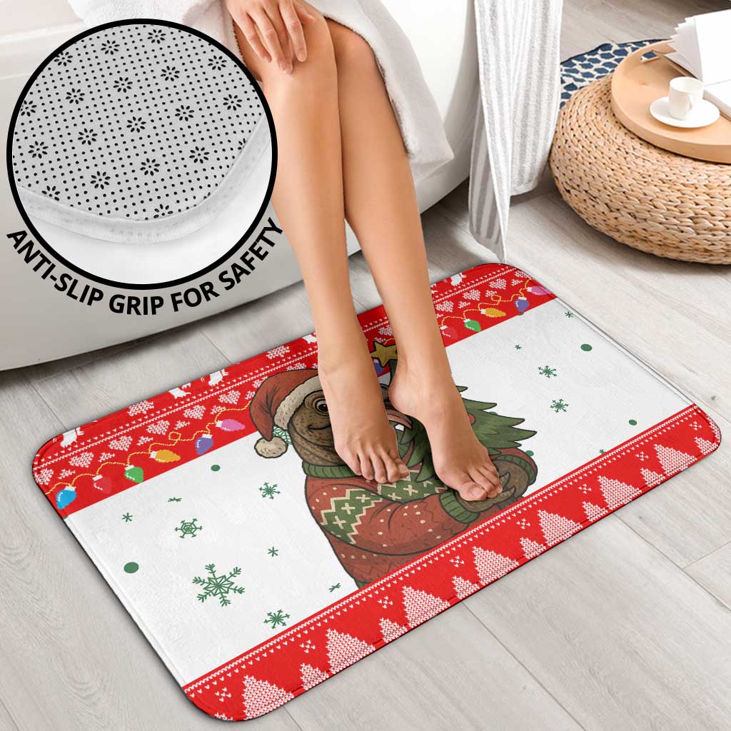 Indonesia Christmas Bathroom Set with Komodo Dragon Santa Hat Christmas Tree and Red White Holiday - Wonder Print Shop
