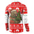 Indonesia Christmas Button Sweatshirt with Komodo Dragon Santa Hat Christmas Tree and Red White Holiday - Wonder Print Shop