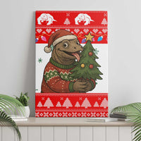 Indonesia Christmas Canvas Wall Art with Komodo Dragon Santa Hat Christmas Tree and Red White Holiday - Wonder Print Shop