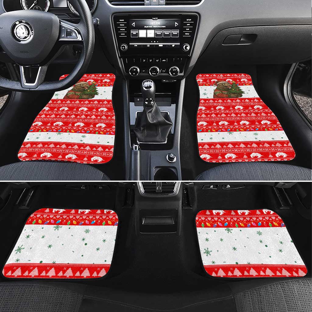 Indonesia Christmas Car Mats with Komodo Dragon Santa Hat Christmas Tree and Red White Holiday - Wonder Print Shop