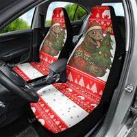 Indonesia Christmas Car Seat Cover with Komodo Dragon Santa Hat Christmas Tree and Red White Holiday - Wonder Print Shop