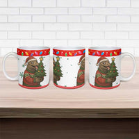 Indonesia Christmas Ceramic Mug with Komodo Dragon Santa Hat Christmas Tree and Red White Holiday - Wonder Print Shop
