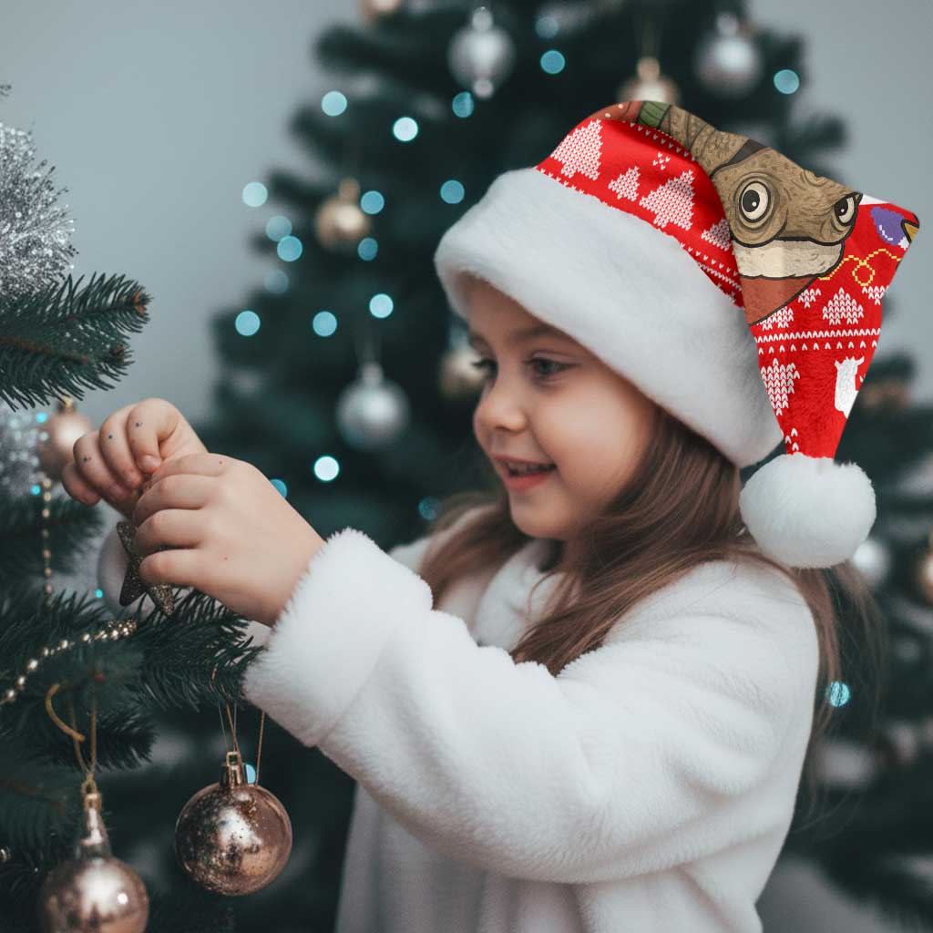 Indonesia Christmas Santa Hat with Komodo Dragon Santa Hat Christmas Tree and Red White Holiday - Wonder Print Shop