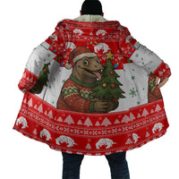 Indonesia Christmas Cloak with Komodo Dragon Santa Hat Christmas Tree and Red White Holiday - Wonder Print Shop