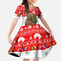Indonesia Christmas Family Matching Puletasi and Hawaiian Shirt with Komodo Dragon Santa Hat Christmas Tree and Red White Holiday - Wonder Print Shop