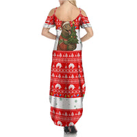 Indonesia Christmas Family Matching Summer Maxi Dress and Hawaiian Shirt with Komodo Dragon Santa Hat Christmas Tree and Red White Holiday - Wonder Print Shop
