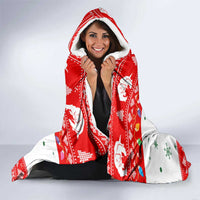 Indonesia Christmas Hooded Blanket with Komodo Dragon Santa Hat Christmas Tree and Red White Holiday - Wonder Print Shop
