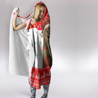 Indonesia Christmas Hooded Blanket with Komodo Dragon Santa Hat Christmas Tree and Red White Holiday - Wonder Print Shop
