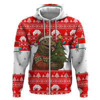 Indonesia Christmas Hoodie with Komodo Dragon Santa Hat Christmas Tree and Red White Holiday - Wonder Print Shop