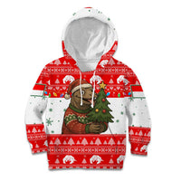 Indonesia Christmas Kid Hoodie with Komodo Dragon Santa Hat Christmas Tree and Red White Holiday - Wonder Print Shop