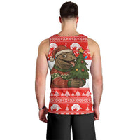 Indonesia Christmas Men Tank Top with Komodo Dragon Santa Hat Christmas Tree and Red White Holiday - Wonder Print Shop