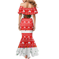 Indonesia Christmas Mermaid Dress with Komodo Dragon Santa Hat Christmas Tree and Red White Holiday - Wonder Print Shop