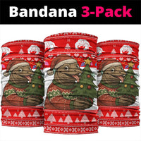 Indonesia Christmas Neck Gaiter with Komodo Dragon Santa Hat Christmas Tree and Red White Holiday - Wonder Print Shop