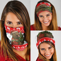 Indonesia Christmas Neck Gaiter with Komodo Dragon Santa Hat Christmas Tree and Red White Holiday - Wonder Print Shop