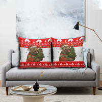 Indonesia Christmas Pillow Cover with Komodo Dragon Santa Hat Christmas Tree and Red White Holiday - Wonder Print Shop