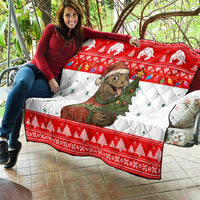 Indonesia Christmas Quilt with Komodo Dragon Santa Hat Christmas Tree and Red White Holiday - Wonder Print Shop