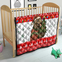 Indonesia Christmas Quilt with Komodo Dragon Santa Hat Christmas Tree and Red White Holiday - Wonder Print Shop