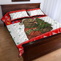 Indonesia Christmas Quilt Bed Set with Komodo Dragon Santa Hat Christmas Tree and Red White Holiday - Wonder Print Shop