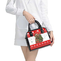 Indonesia Christmas Shoulder Handbag with Komodo Dragon Santa Hat Christmas Tree and Red White Holiday - Wonder Print Shop