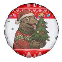 Indonesia Christmas Spare Tire Cover with Komodo Dragon Santa Hat Christmas Tree and Red White Holiday - Wonder Print Shop