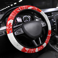 Indonesia Christmas Steering Wheel Cover with Komodo Dragon Santa Hat Christmas Tree and Red White Holiday - Wonder Print Shop