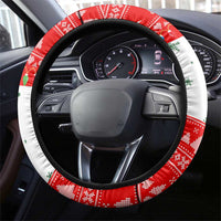 Indonesia Christmas Steering Wheel Cover with Komodo Dragon Santa Hat Christmas Tree and Red White Holiday - Wonder Print Shop