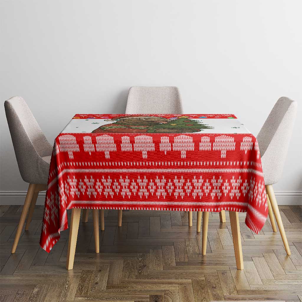 Indonesia Christmas Tablecloth with Komodo Dragon Santa Hat Christmas Tree and Red White Holiday - Wonder Print Shop