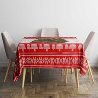 Indonesia Christmas Tablecloth with Komodo Dragon Santa Hat Christmas Tree and Red White Holiday - Wonder Print Shop
