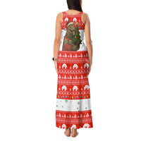 Indonesia Christmas Tank Maxi Dress with Komodo Dragon Santa Hat Christmas Tree and Red White Holiday - Wonder Print Shop