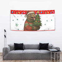 Indonesia Christmas Tapestry with Komodo Dragon Santa Hat Christmas Tree and Red White Holiday - Wonder Print Shop