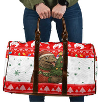 Indonesia Christmas Travel Bag with Komodo Dragon Santa Hat Christmas Tree and Red White Holiday - Wonder Print Shop