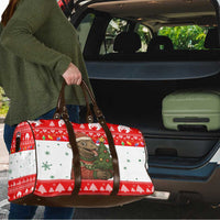 Indonesia Christmas Travel Bag with Komodo Dragon Santa Hat Christmas Tree and Red White Holiday - Wonder Print Shop