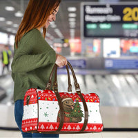 Indonesia Christmas Travel Bag with Komodo Dragon Santa Hat Christmas Tree and Red White Holiday - Wonder Print Shop
