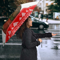 Indonesia Christmas Umbrella with Komodo Dragon Santa Hat Christmas Tree and Red White Holiday - Wonder Print Shop