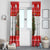 Indonesia Christmas Window Curtain with Komodo Dragon Santa Hat Christmas Tree and Red White Holiday - Wonder Print Shop