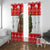 Indonesia Christmas Window Curtain with Komodo Dragon Santa Hat Christmas Tree and Red White Holiday - Wonder Print Shop