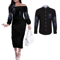 skull-butterfly-demon-zero-fck-given-couples-matching-off-the-shoulder-long-sleeve-dress-and-long-sleeve-button-shirt