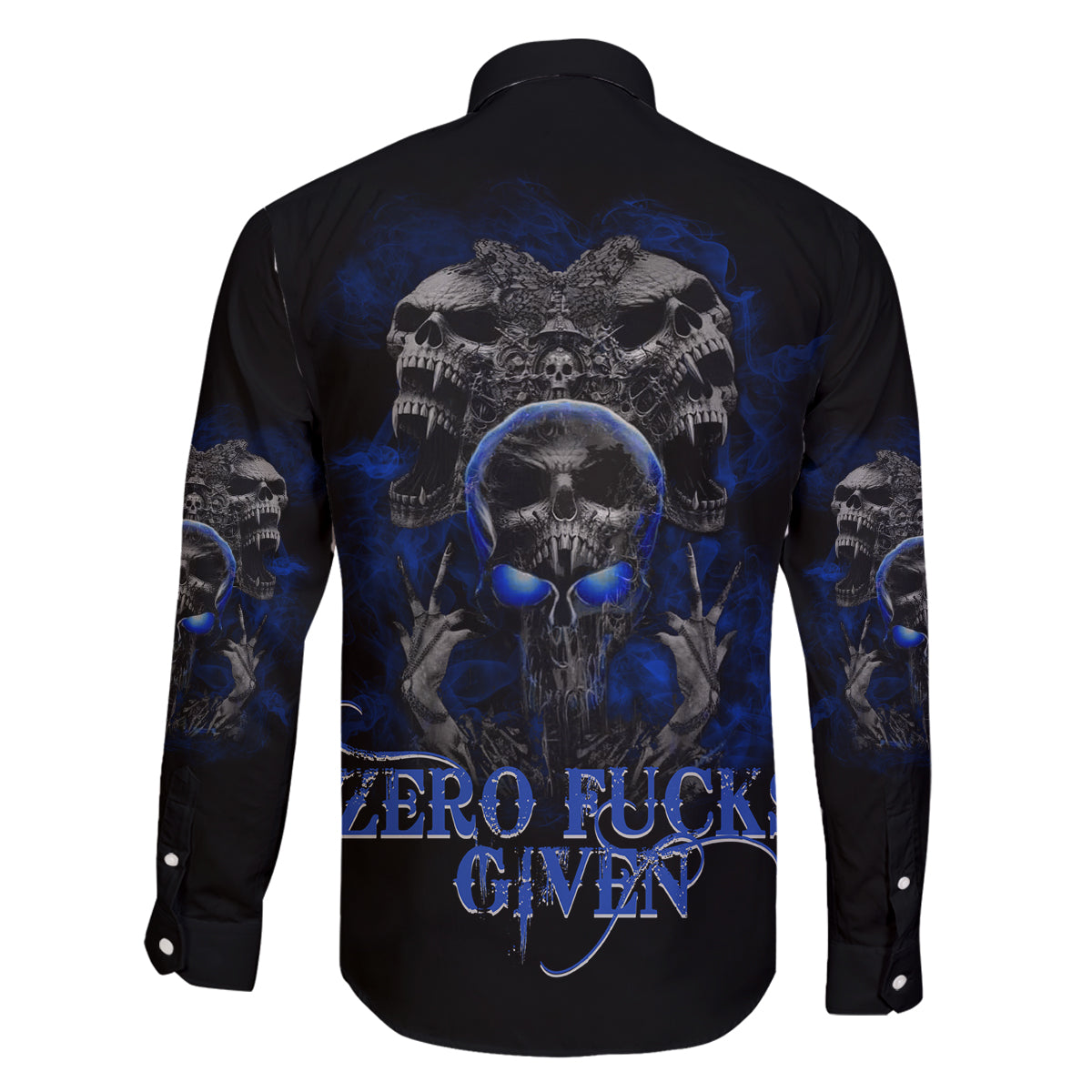 Skull Butterfly Demon - Zero Fck Given Family Matching Off Shoulder Maxi Dress and Hawaiian Shirt - Wonder Print Shop