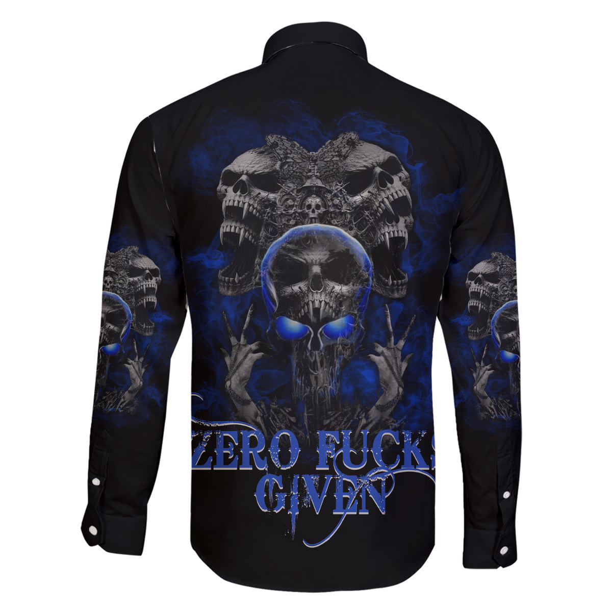 Skull Butterfly Demon - Zero Fck Given Family Matching Short Sleeve Bodycon Dress and Hawaiian Shirt - Wonder Print Shop