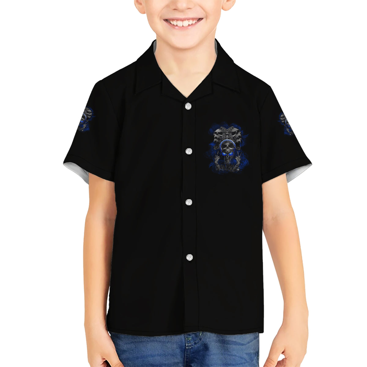 Skull Butterfly Demon - Zero Fck Given Kid Hawaiian Shirt - Wonder Print Shop